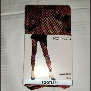NWT Floral Print Footless Fishnet Tights